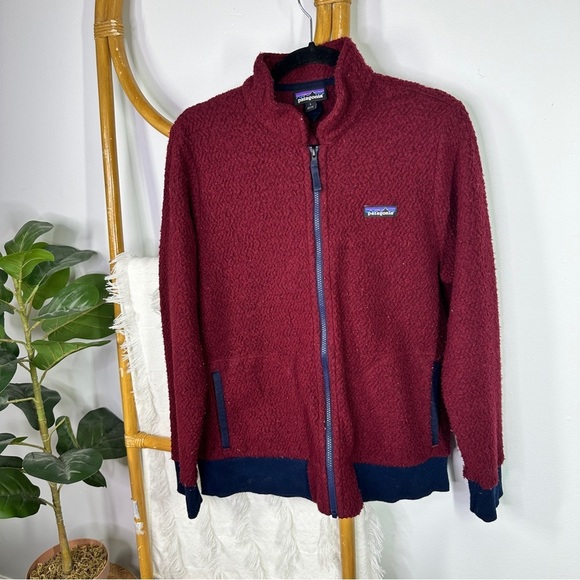 Patagonia Maroon Sherpa Fuzzy Jacket sz L - Picture 2 of 8